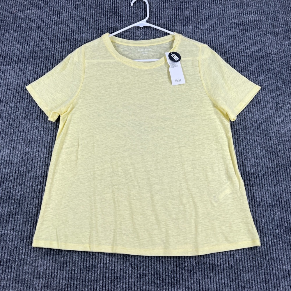 Eileen Fisher Linen Shirt Womens 2XS XXS Extra Extra Small Yellow Crew New